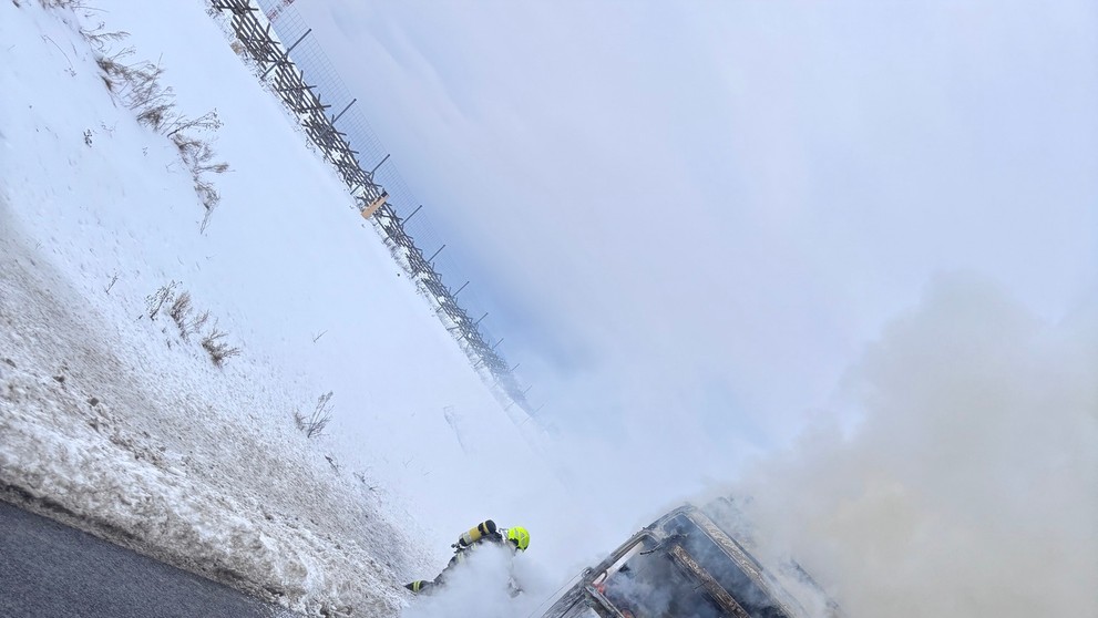 Požiar kamiónu na R4