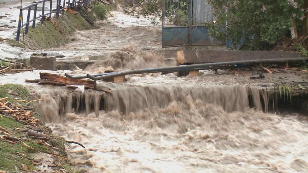Povodeň v Rudne nad Hronom.