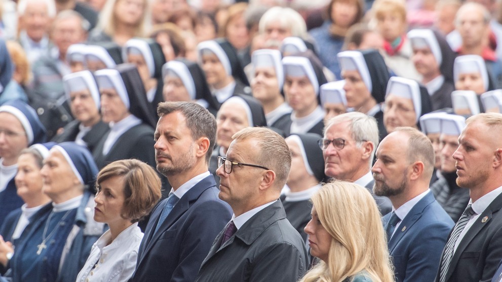 Prezidentka SR Zuzana Čaputová, predseda NRSR Boris Kollár a premiér SR Eduard Heger.
