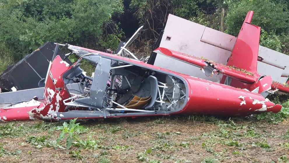 Havarované športové lietadlo