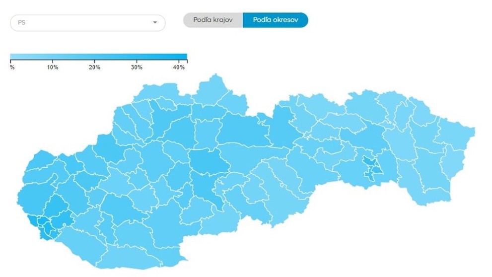Volebné bašty jednotlivých strán