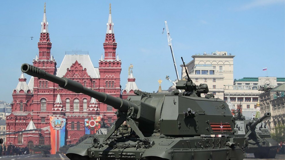 Vojenská prehliadka na Červenom námestí v Moskve. 