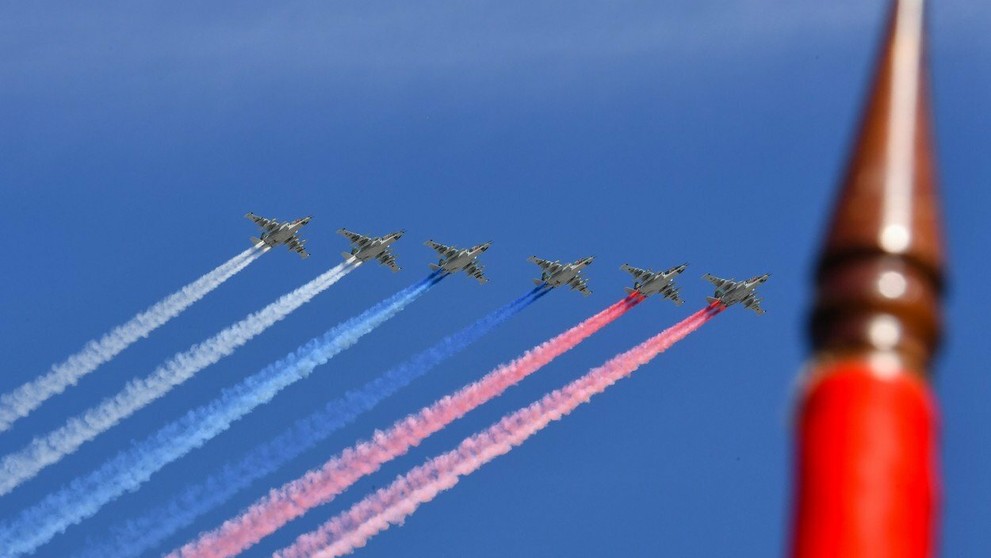 Vojenská prehliadka na Červenom námestí v Moskve. 