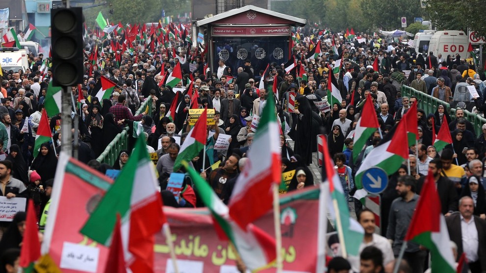 Demonštrácia na podporu Palestíny v Teheráne.