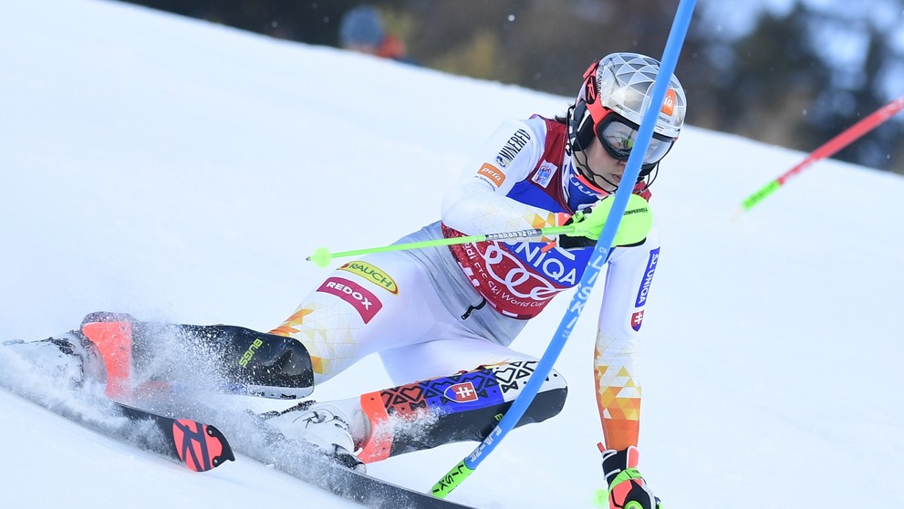Petra Vlhová v prvom kole slalomu v Lienzi.