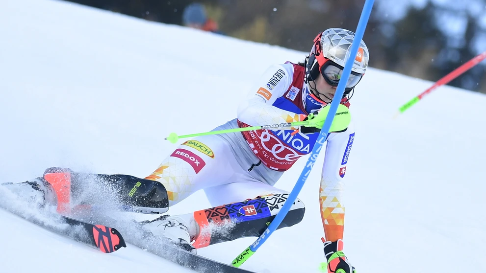 Petra Vlhová v prvom kole slalomu v Lienzi.