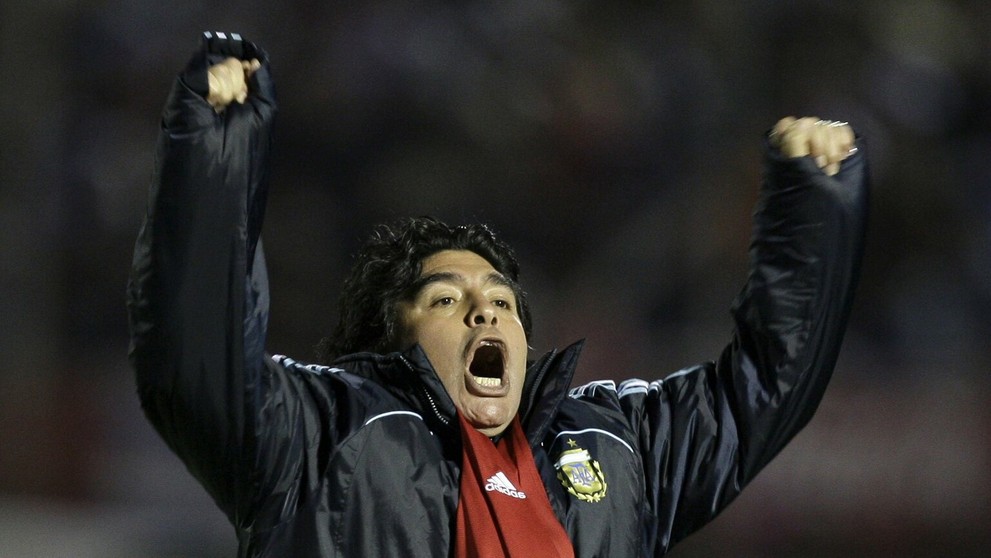 Maradona počas exhibície v auguste 2007.