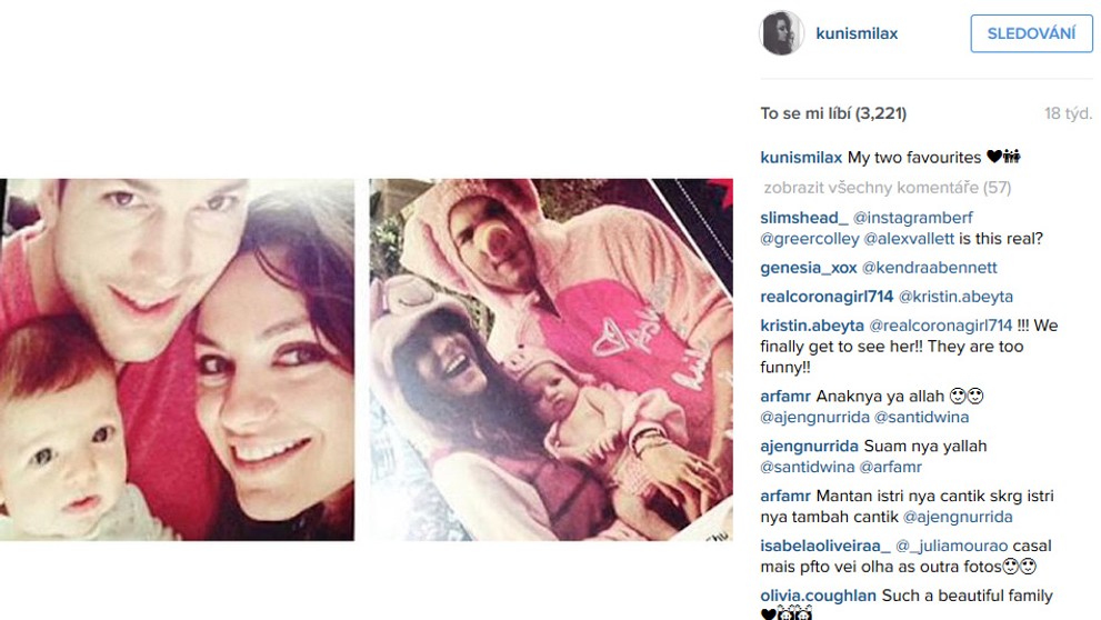 Mila Kunis a Ashton Kutcher s dcérkou.