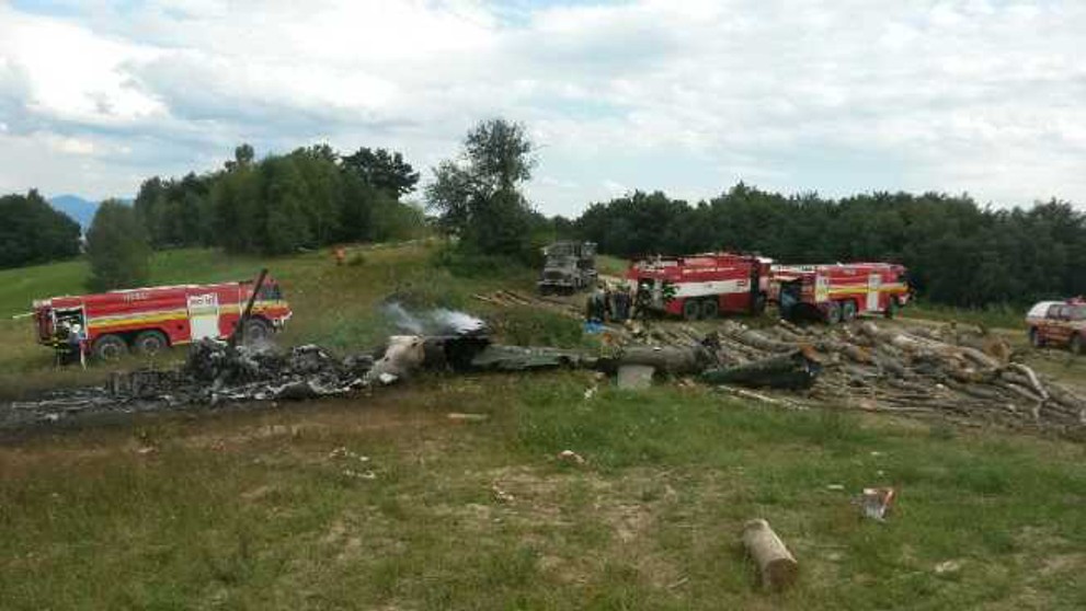 Nehoda vojenského vrtuľníka.