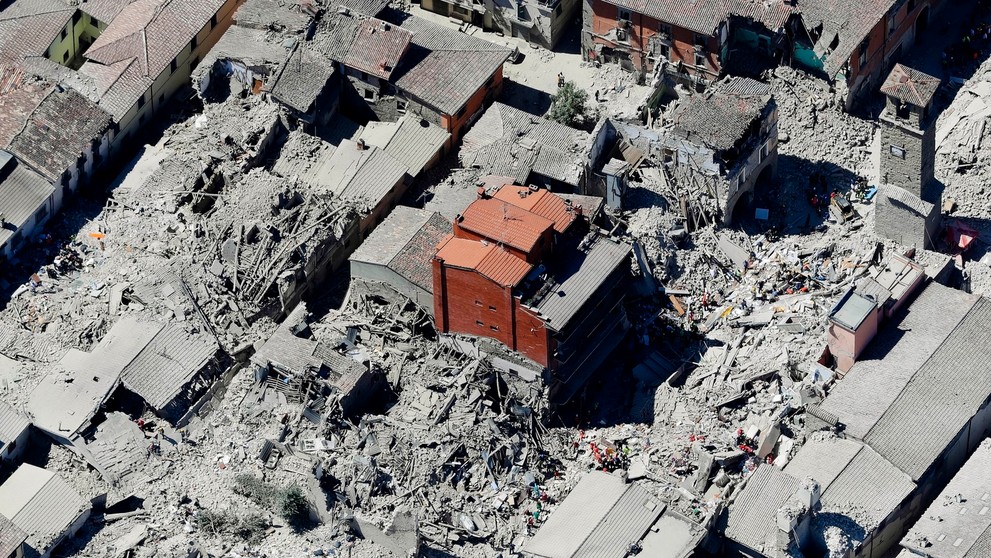 Zemetrasením zničené mesto Amatrice.