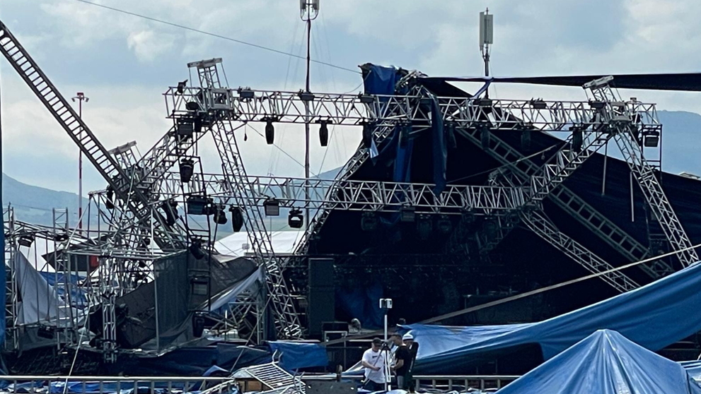 Zničený stan na festivale Pohoda.