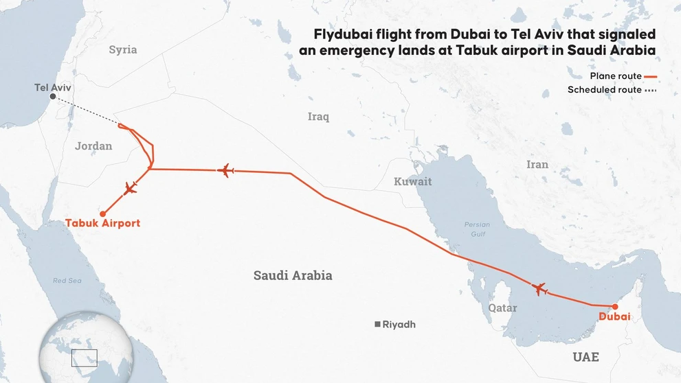 Trasa letu lietadla Flydubai.