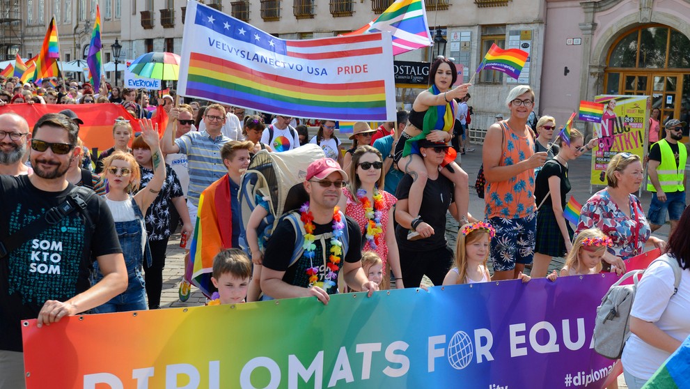 Na snímke účastníci pochodu PRIDE v Košiciach 24. augusta 2019.