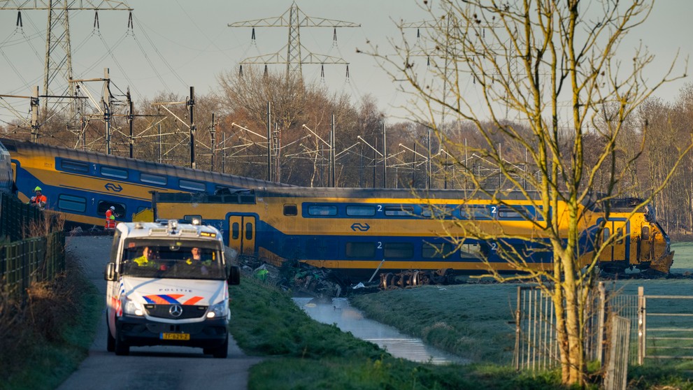 Vykoľajenie vlaku v Holandsku.