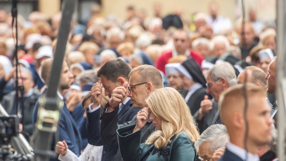 Prezidentka SR Zuzana Čaputová, predseda NRSR Boris Kollár a premiér SR Eduard Heger.