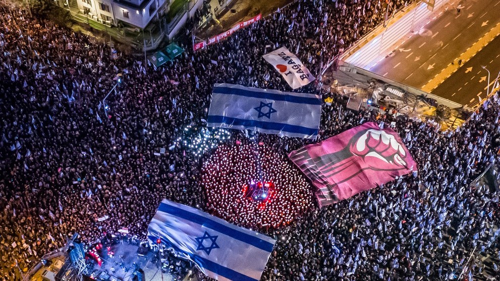 Protestné zhromaždenie v centre Tel Avivu.