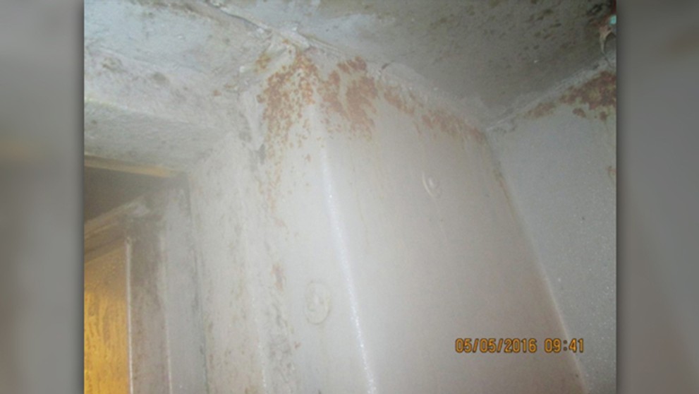 Pleseň na stenách v obchodnej prevádzke.