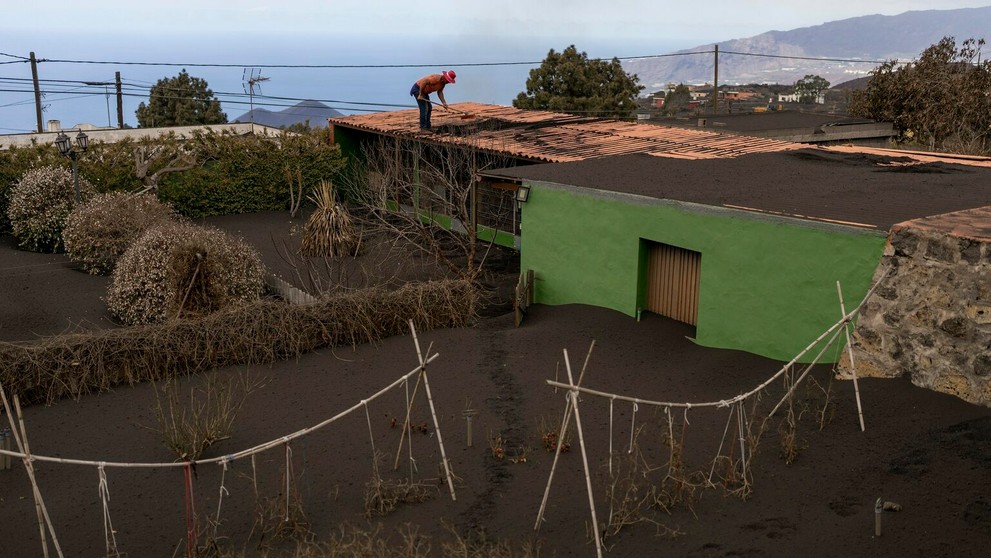Sopečný popol na ostrove La Palma