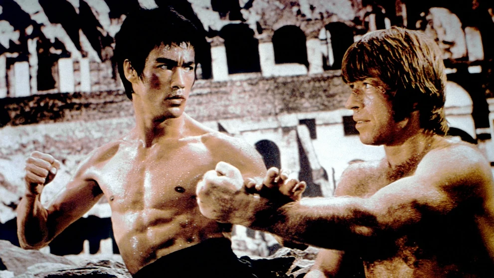Bruce Lee a Chuck Norris vo filme Cesta draka (1972).
