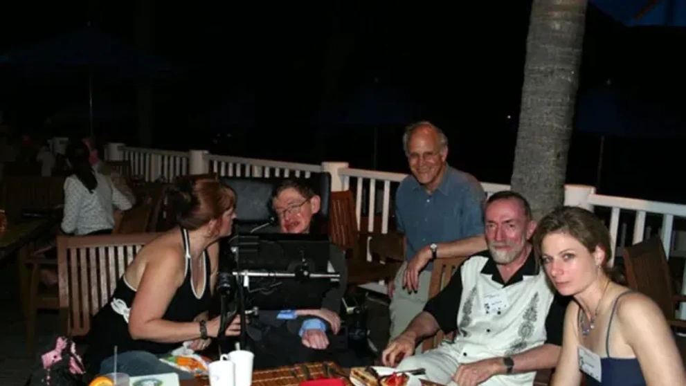 Hawking počas návštevy Epsteinovho ostrova.