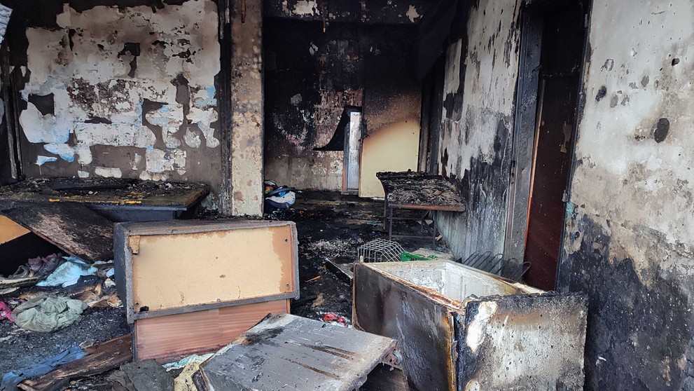 Požiar v obci Svinia