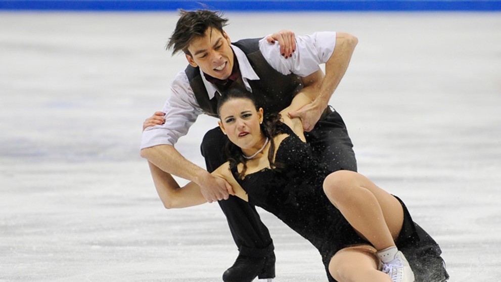 Slovenský pár Lukáš Csölley a Federica Testová počas voľnej jazdy súťaže tanečných párov na ME.