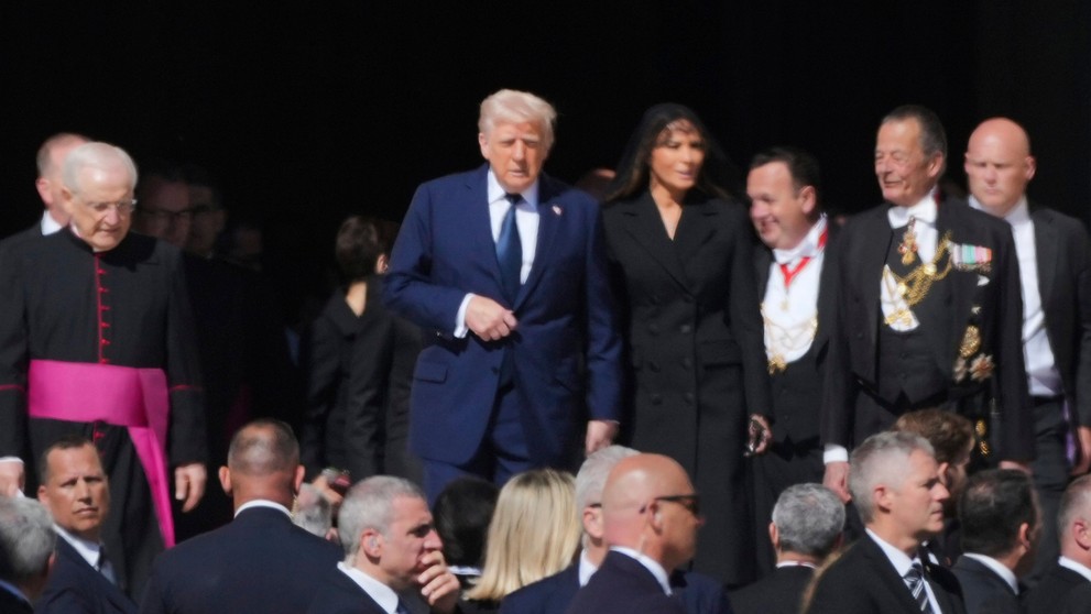 Donald Trump a Melania Trumpová na pohrebe pápeža Františka