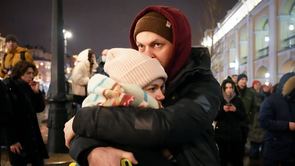Protivojnové protesty v Moskve.