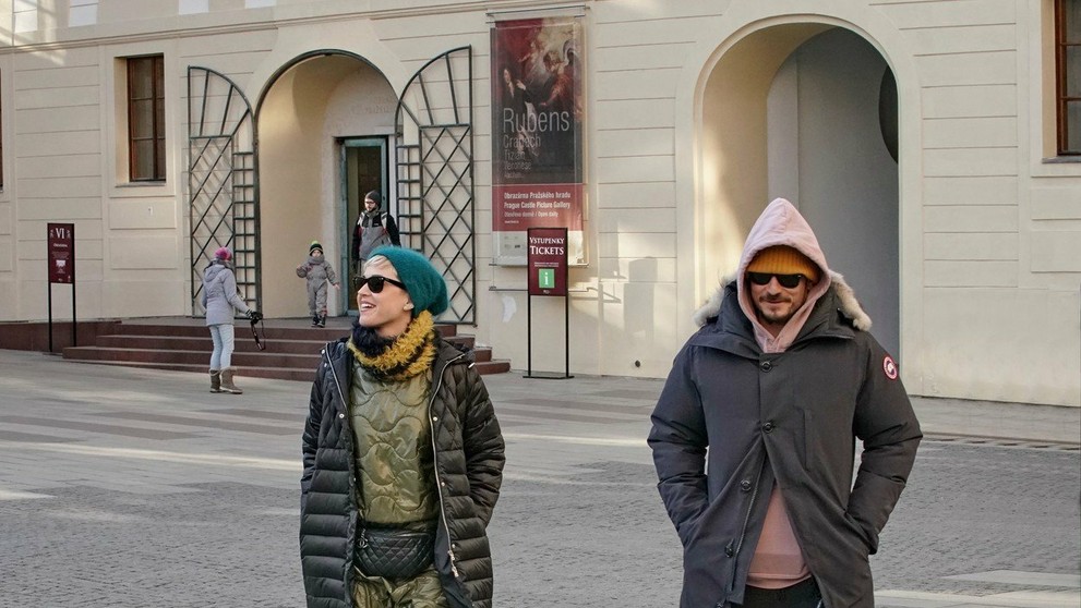Katy Perry a Orlando Bloom na Pražskom hrade. 
