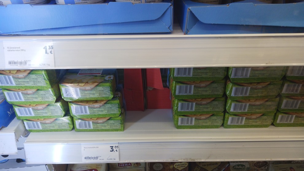 Ceny masiel v jednotlivých obchodoch