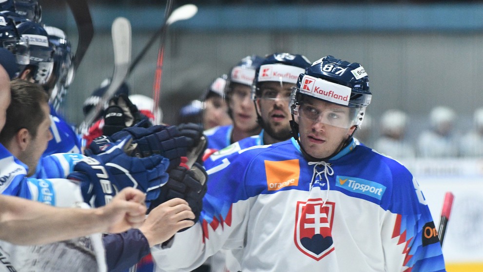 Marcel Haščák sa teší zo svojho gólu v príprave pred MS 2018 proti Francúzsku.