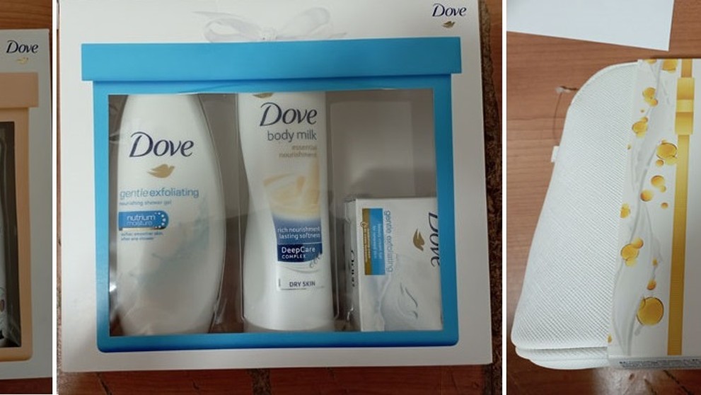 Kozmetické súpravy Dove.