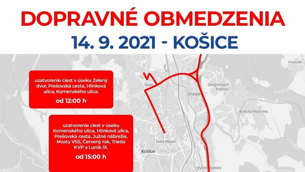 Utorkové obmedzania v Košiciach.