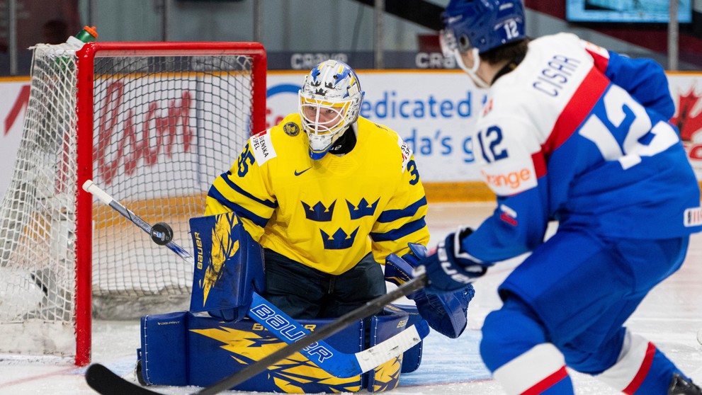 Momentka zo zápasu Slovensko - Švédsko na MS do 20 rokov