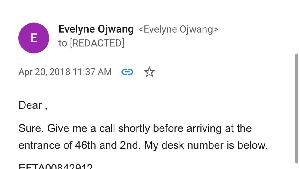 B Komunikácia medzi Bolotovou a Ojwangovou.