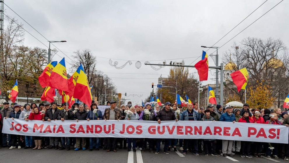 Protest proruskej opozície v Kišiňove