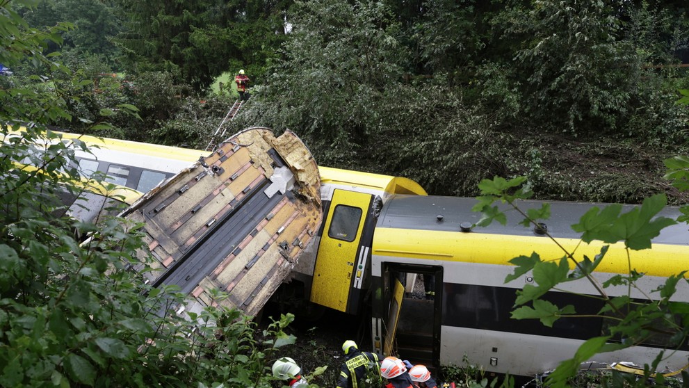 Vykoľajený vlak v Nemecku