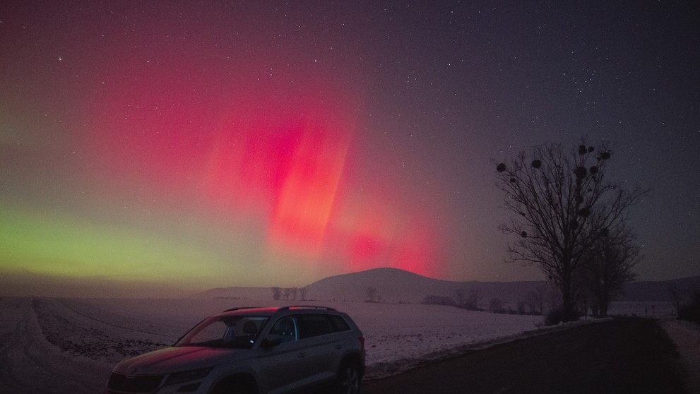 Aj nad maďarskou obcou Abaújvár zachytili polárnu žiaru.