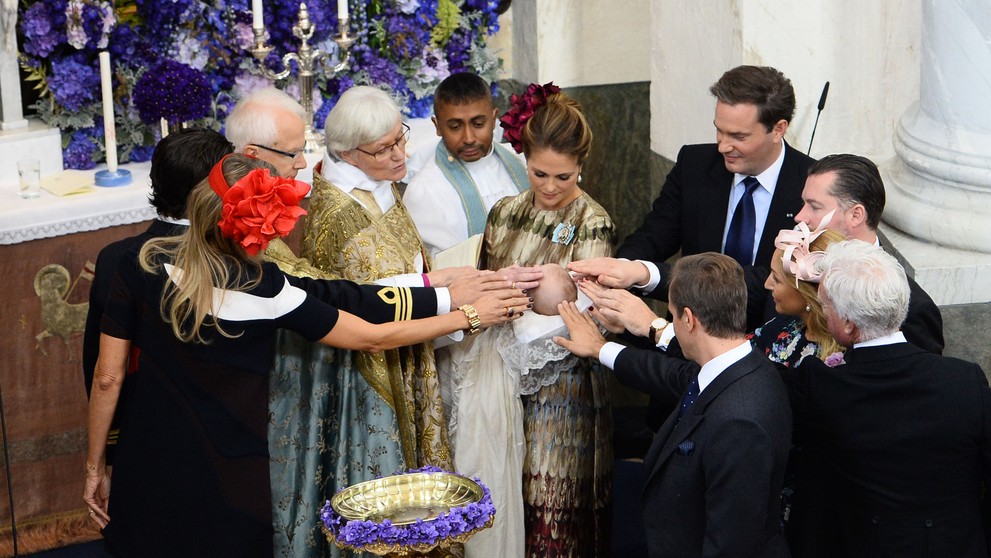 Princ Nicolaus počas krstu.