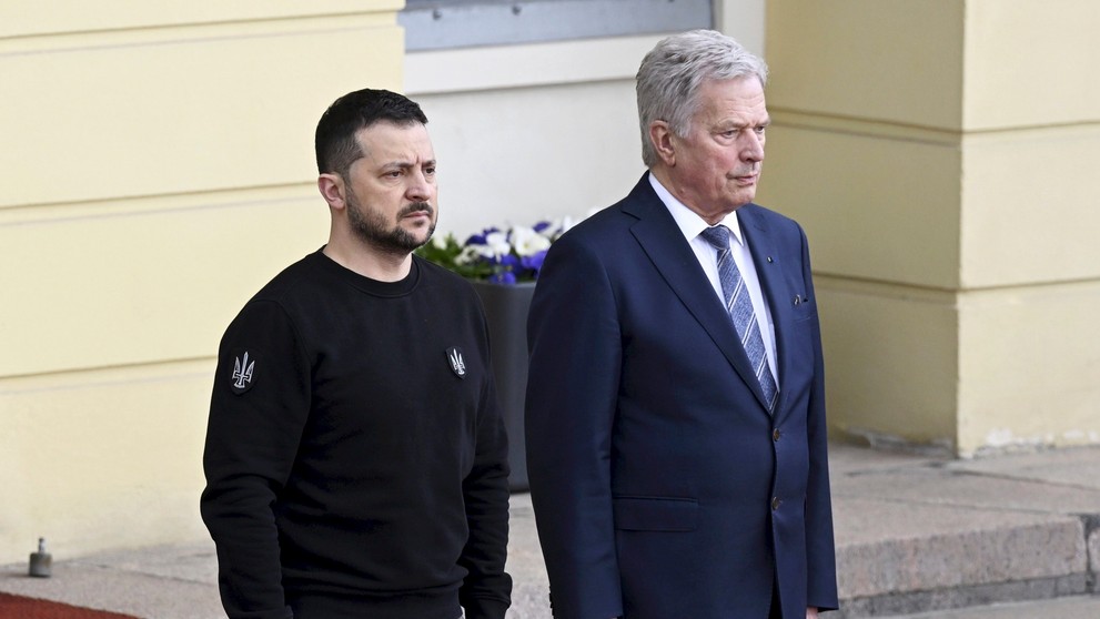 Ukrajinský prezident Volodymyr Zelenskyj počas návštevy Fínska