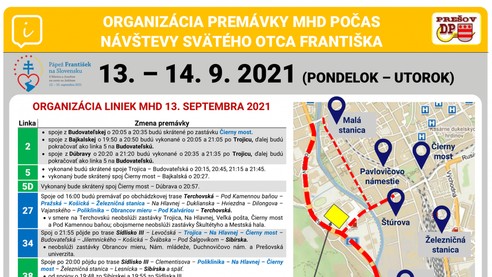 Prehľad zmien MHD v Prešove.