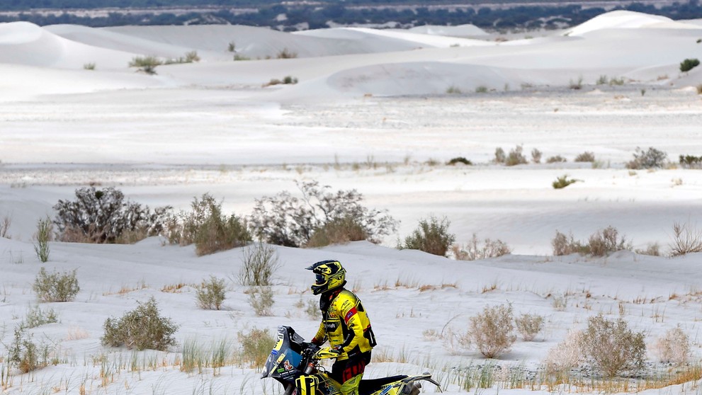 Štefan Svitko na trati 10. etapy  Rely Dakar z Belénu do La Rioja, v ktorej zvíťazil.