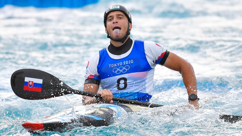 Na snímke slovenský reprezentant vo vodnom slalome Jakub Grigar po finálovej jazde kategórie K1. 