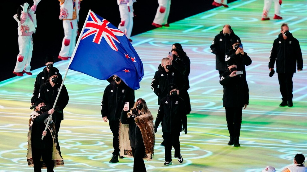 Výprava Nového Zélandu na otváracom ceremoniáli ZOH 2022.