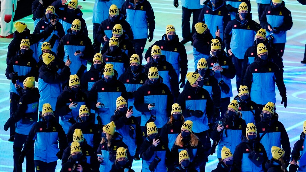 Švédska výprava na otváracom ceremoniáli ZOH 2022.
