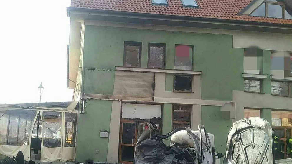 Záber z výbuchu.