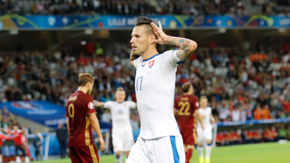 Marek Hamšík po góle proti Rusom.