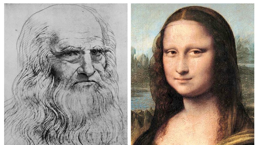 Portrér Mony Lisy a autoportrét Leonarda Da Vinciho.