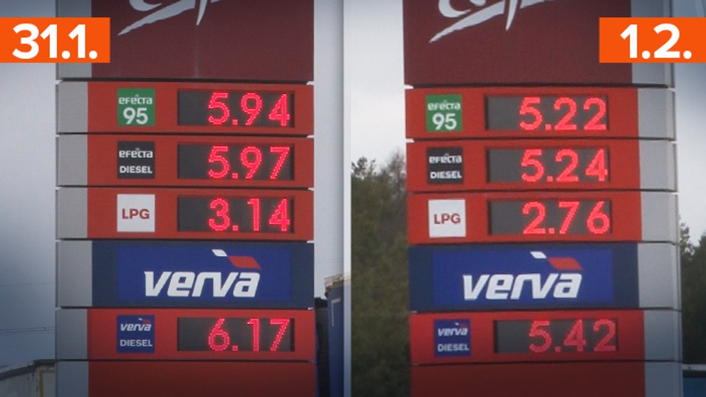 Porovnanie cien na benzínkach v Poľsku koncom januára a začiatkom februára
