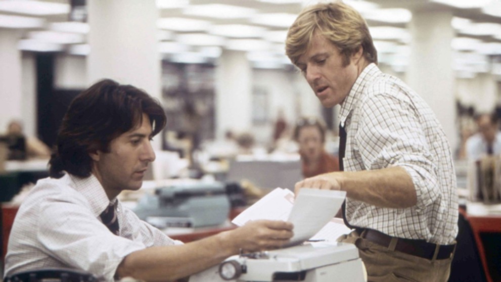 Dustin Hoffman a Robert Redford vo filme Všetci prezidentovi muži. (1976)